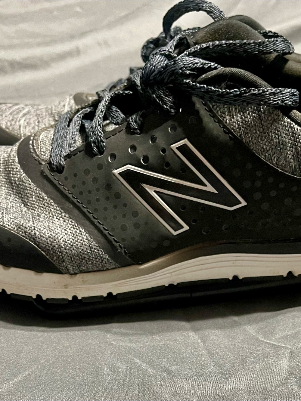 New Balance Black & Gray Knit Trainer with White Trim 577